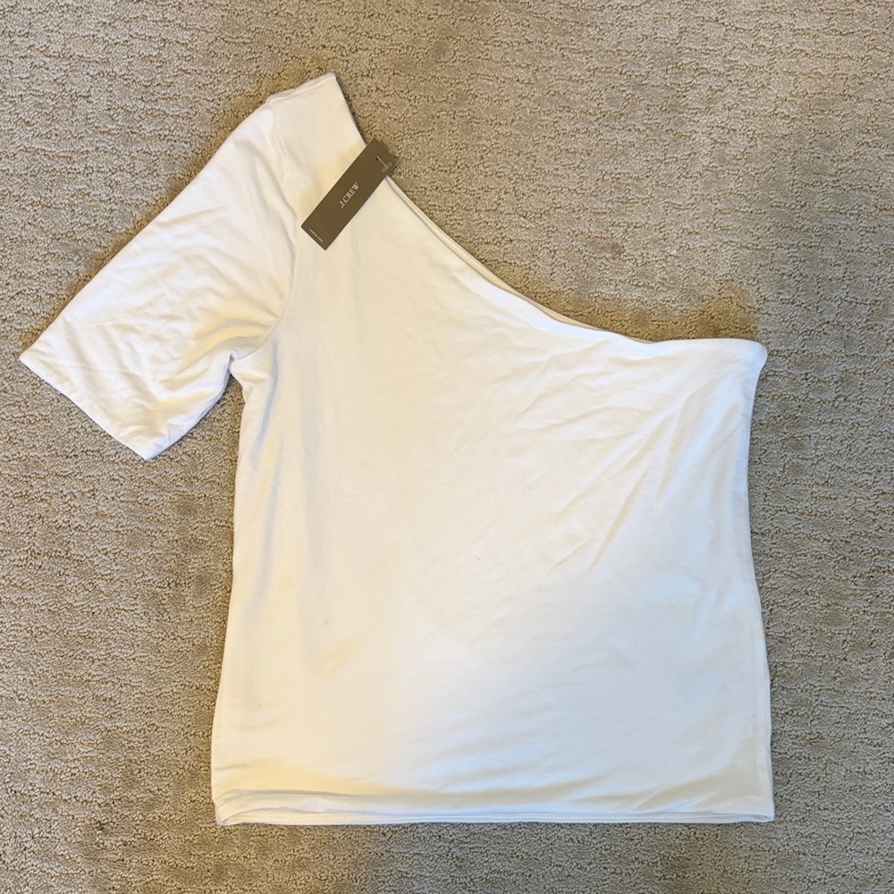 Jcrew  White One-Shoulder Short Sleeve Top
